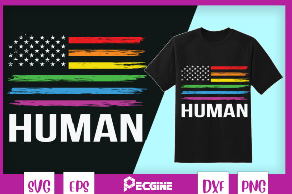 Bisexual Pride Human LGBT American Flag Graphics for T-Shirt Designs