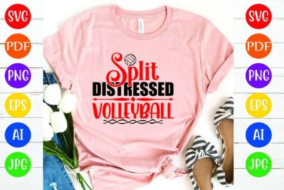 Split Distressed Volleyball: A Versatile Graphic for T-Shirt Designs
